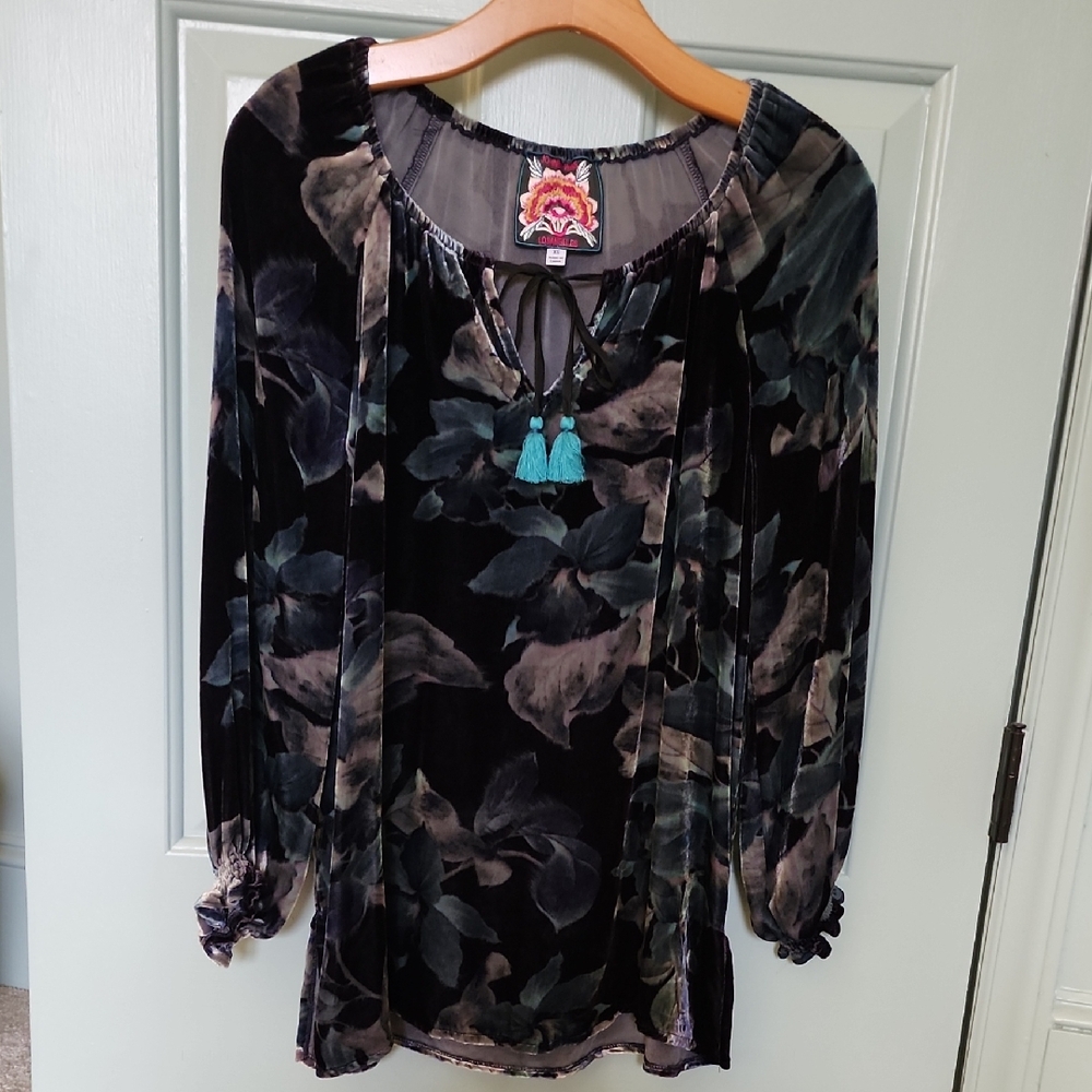 Johnny Was Embroidered Floral Label Top - Pink, Yellow, Teal